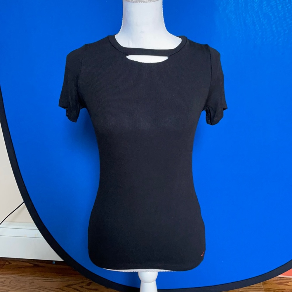 NWOT Black Ribbed Fitted Cutout Tee n:PHILANTHROPY